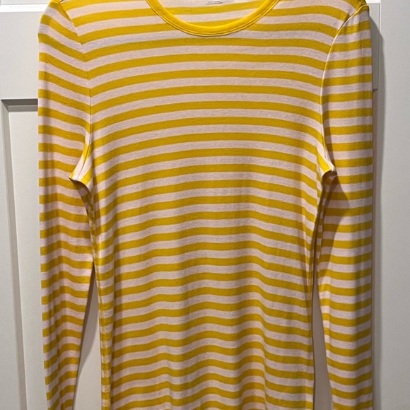 TORY SPORT PRE-LOVED AUTHENTIC YELLOW/WHITE STRIPES LONG SLEEVES COTTON T-SHIRT - Picture 8 of 14